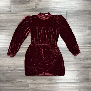 Reformation Evora Red Chianti Velvet Mini Dress - Size 6